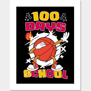 100 days of school featuring a dabbing basketball #3 Posters and Art